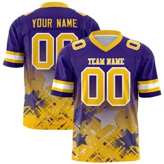 Purple Yellow Star Gradient Flag Football Jersey