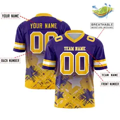 Purple Yellow Star Gradient Flag Football Jersey 2