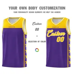 Purple Yellow Star Pattern Basketball Jersey Sports Uniform 3