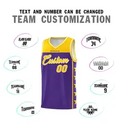 Purple Yellow Star Pattern Basketball Jersey Sports Uniform 4