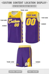 Purple Yellow Star Pattern Basketball Jersey Sports Uniform 5