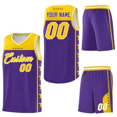 Purple Yellow Star Pattern Basketball Jersey Sports Uniform 6