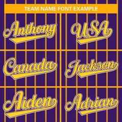 Purple Yellow Stripe Full Button Baseball Jersey 3