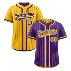 Purple Yellow Striped Reversible Baseball Jersey