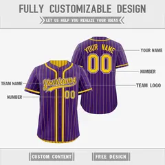 Purple Yellow Striped Reversible Baseball Jersey 3