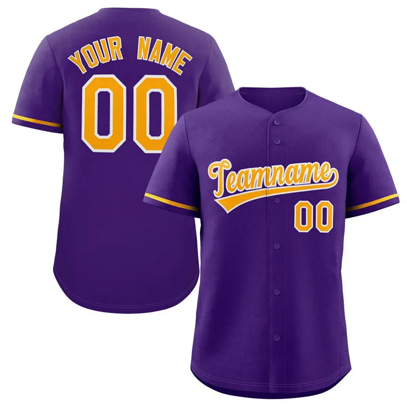 Purple Yellow-White Authentic Classic Baseball Jersey