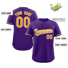 Purple Yellow-White Authentic Classic Baseball Jersey 2