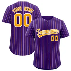Purple Yellow White Bi-Color Striped Baseball Jersey 1