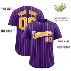 Purple Yellow White Bi-Color Striped Baseball Jersey 2
