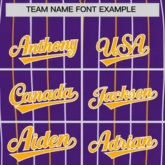 Purple Yellow White Bi-Color Striped Baseball Jersey 3