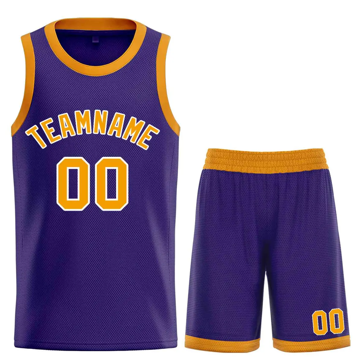 Purple Yellow-White Bull Classic Curved Basketball Jersey