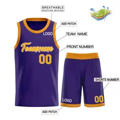 Purple Yellow-White Classic Heal Sports Basketball Jersey 3