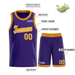 Purple Yellow-White Classic Sets Basketball Uniform Jersey 3