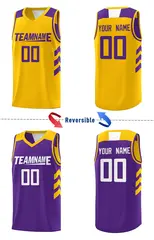 Purple Yellow-White Double Side Sets Men Basketball Jersey 4