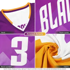 Purple Yellow-White Double Side Sportswear Basketball Jersey 2