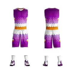 Purple Yellow-White Double Side Sportswear Basketball Jersey 3