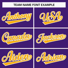 Purple Yellow-White Full Button Baseball Jersey 3