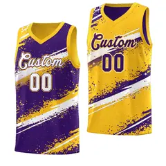Purple Yellow White Reversible Stellar Strike Cosmic Basketball Jersey 1