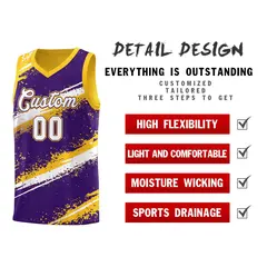 Purple Yellow White Reversible Stellar Strike Cosmic Basketball Jersey 3