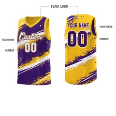 Purple Yellow White Reversible Stellar Strike Cosmic Basketball Jersey 4