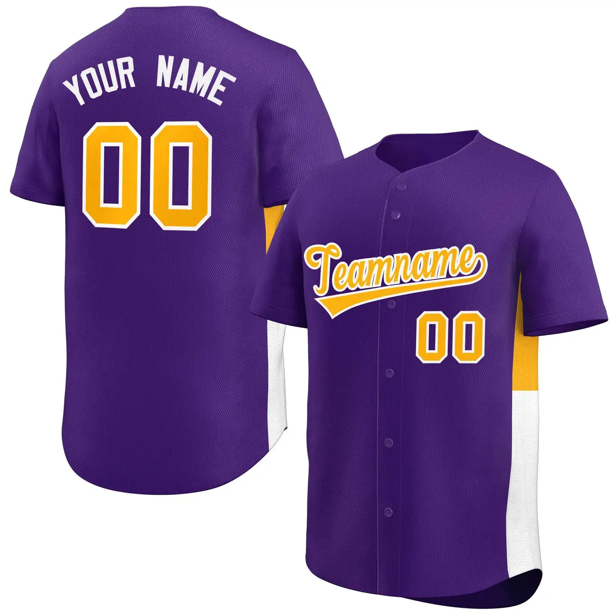 Purple Yellow-White Side Two-Tone Authentic Baseball Jersey