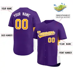 Purple Yellow-White Side Two-Tone Authentic Baseball Jersey 2