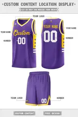 Purple Yellow-White Star Pattern Sports Basketball Jersey 2