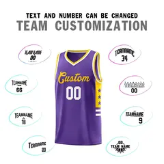 Purple Yellow-White Star Pattern Sports Basketball Jersey 3