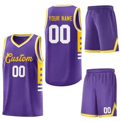 Purple Yellow-White Star Pattern Sports Basketball Jersey 5