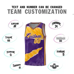 Purple Yellow-White Tear Graffiti Sports Basketball Jersey 4