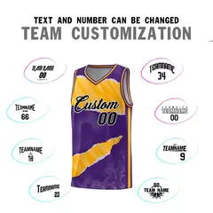 Purple Yellow-White Tear Graffiti Sports Basketball Jersey 4