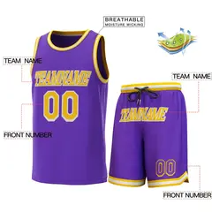 Purple Yellow-White Yellow Classic Sets Basketball Jersey 2