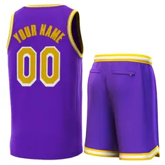 Purple Yellow-White Yellow Classic Sets Basketball Jersey 3