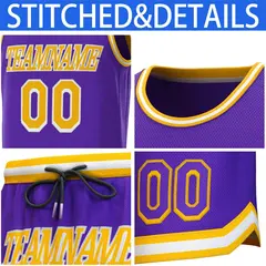 Purple Yellow-White Yellow Classic Sets Basketball Jersey 6