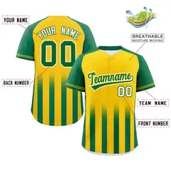 Raglan Baseball Jersey Gold Kelly Green Gradient Thick Stripe 2