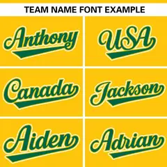 Raglan Baseball Jersey Gold Kelly Green Gradient Thick Stripe 3