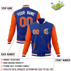 Raglan Sleeves Full-Snap Varsity Letterman Baseball Jacket 4