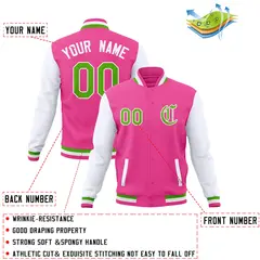 Raglan Sleeves Full-Snap Varsity Letterman Baseball Jacket 52