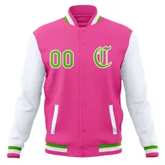 Raglan Sleeves Full-Snap Varsity Letterman Baseball Jacket 53