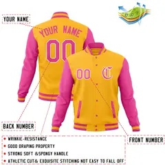 Raglan Sleeves Full-Snap Varsity Letterman Baseball Jacket 60