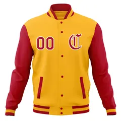 Raglan Sleeves Full-Snap Varsity Letterman Baseball Jacket 69