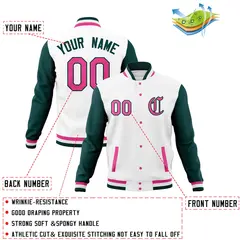 Raglan Sleeves Full-Snap Varsity Letterman Baseball Jacket 76
