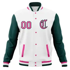 Raglan Sleeves Full-Snap Varsity Letterman Baseball Jacket 77