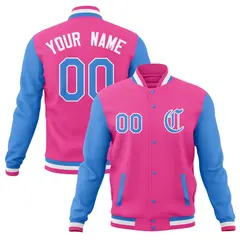 Raglan Sleeves Full-Snap Varsity Letterman Baseball Jacket 1