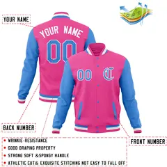 Raglan Sleeves Full-Snap Varsity Letterman Baseball Jacket 4