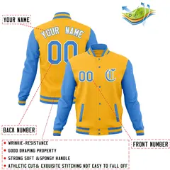 Raglan Sleeves Full-Snap Varsity Letterman Baseball Jacket 44
