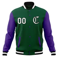 Raglan Sleeves Full-Snap Varsity Letterman Baseball Jacket 61