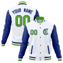 Raglan Sleeves Full-Snap Varsity Letterman Baseball Jacket 73