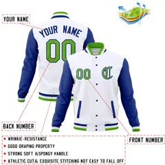 Raglan Sleeves Full-Snap Varsity Letterman Baseball Jacket 76