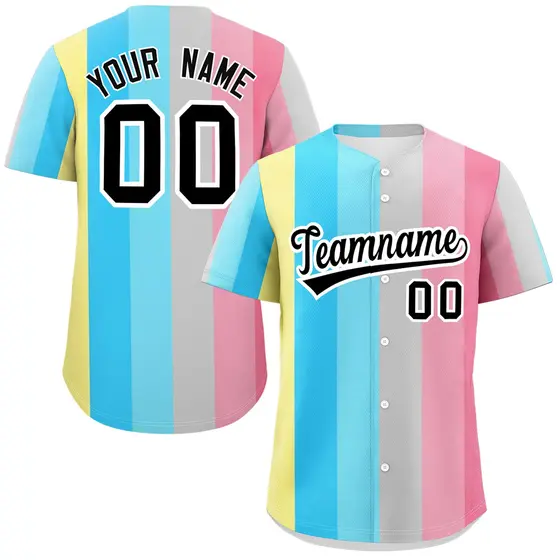 Rainbow Genderflux Pride Month Color Block Baseball Jersey